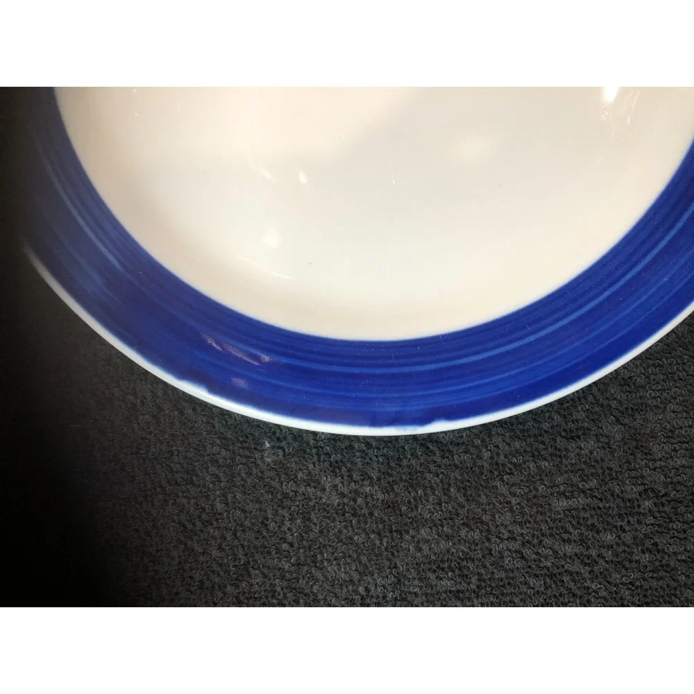 2 -Gibson Everyday Dinner Plates White with Cobalt Blue Band/Trim 9.75